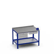 Steel Top Heavy Duty Workbench | 2 Drawer & Single Drawer & Right 4 Inch Vice Storage