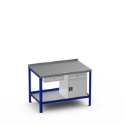Steel Top Heavy Duty Workbench | Single Drawer & Cupboard w/ Drawer Storage