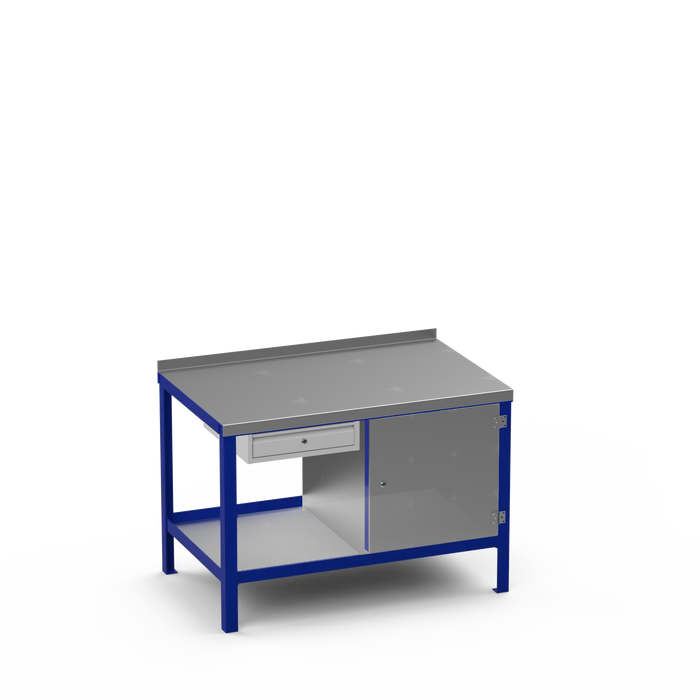 Steel Top Heavy Duty Workbench | Single Drawer & Enclosed Cupboard Storage