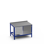 Steel Top Heavy Duty Workbench | 4 Drawer & Enclosed Cupboard Storage