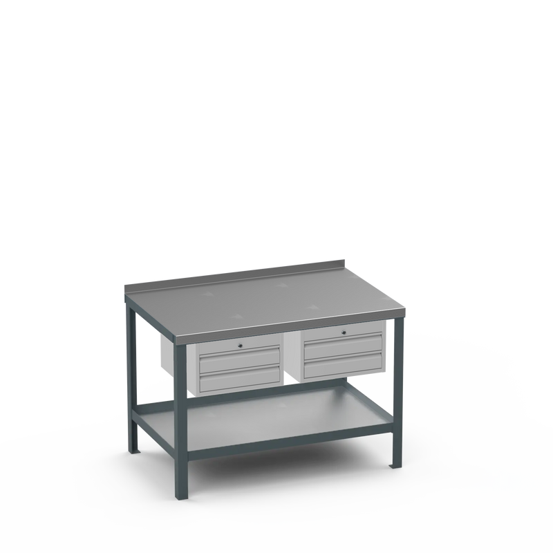 Steel Top Heavy Duty Workbench | 2 Drawer & 2 Drawer Storage