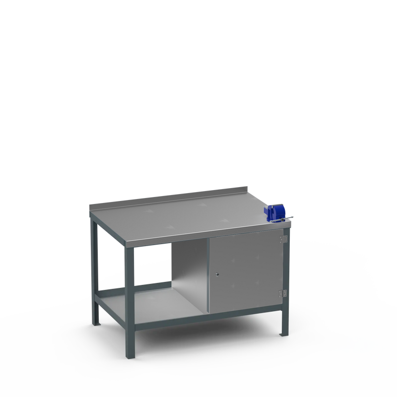 Steel Top Heavy Duty Workbench | Cupboard & 4 Inch Bench Vice