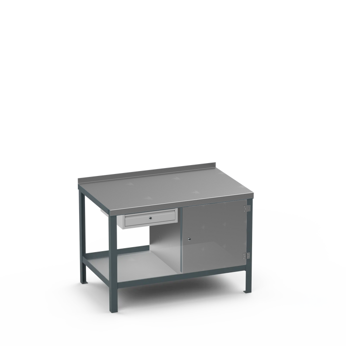 Steel Top Heavy Duty Workbench | Single Drawer & Enclosed Cupboard Storage