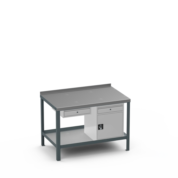 Steel Top Heavy Duty Workbench | Single Drawer & Cupboard w/ Drawer Storage