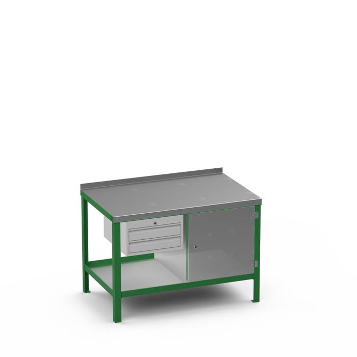 Steel Top Heavy Duty Workbench | 2 Drawer & Enclosed Cupboard Storage