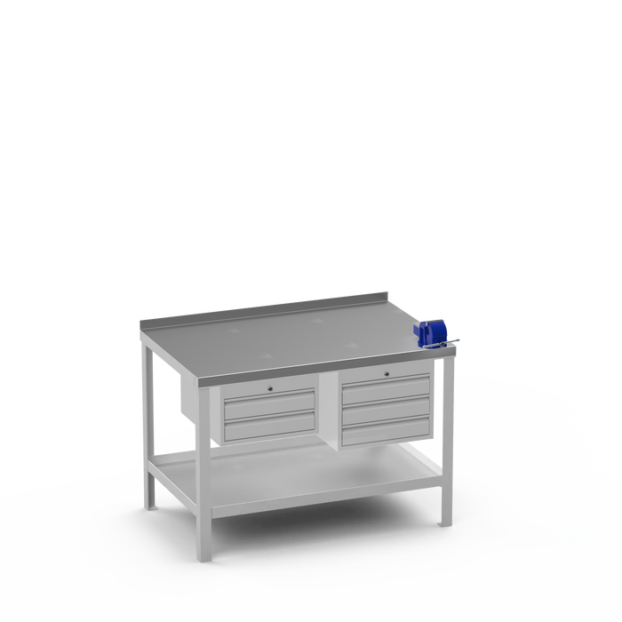 Steel Top Heavy Duty Workbench | 2 Drawer & 3 Drawer & Right 4 Inch Vice Storage