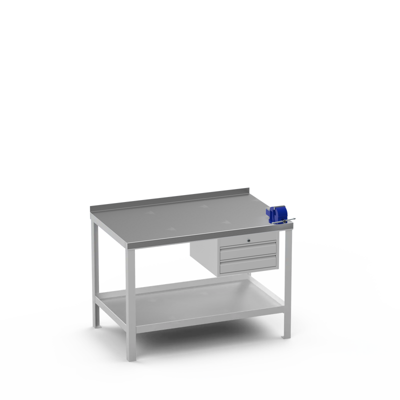 Steel Top Heavy Duty Workbench | 2 Drawer Storage Unit & 4 Inch Bench Vice