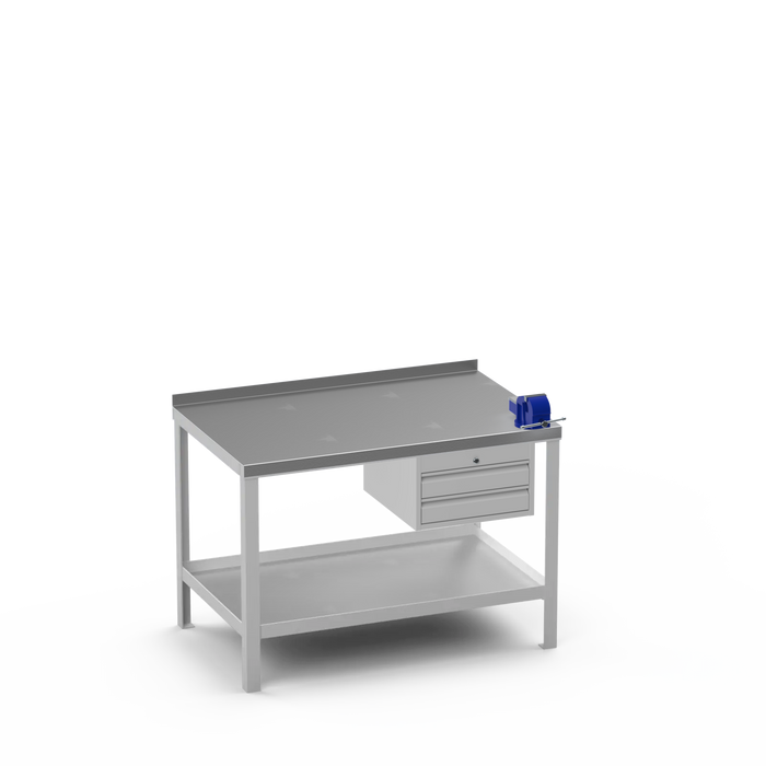 Steel Top Heavy Duty Workbench | 2 Drawer & Right 4 Inch Vice Storage