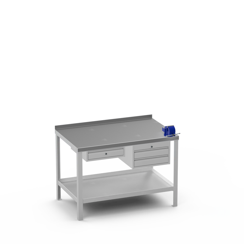 Steel Top Heavy Duty Workbench | Single Drawer Storage Unit & 2 Drawer Storage Unit & 4 Inch Bench Vice