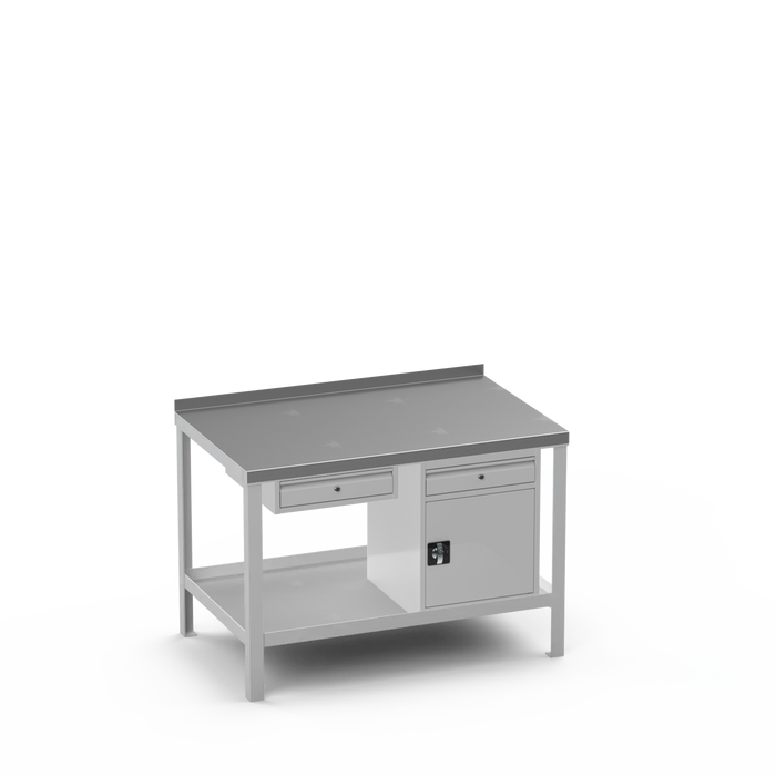 Steel Top Heavy Duty Workbench | Single Drawer & Cupboard w/ Drawer Storage