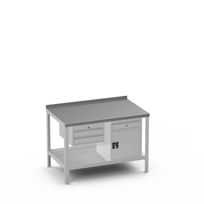 Steel Top Heavy Duty Workbench | 2 Drawer & Cupboard w/ Drawer Storage