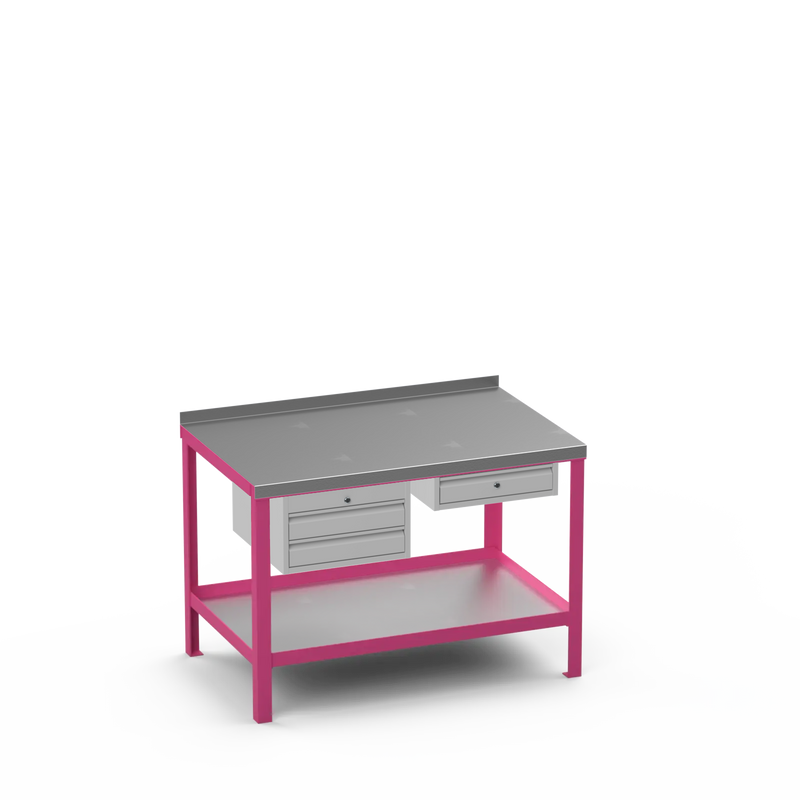 Steel Top Heavy Duty Workbench | 2 Drawer & Single Drawer Storage