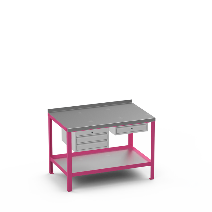 Steel Top Heavy Duty Workbench | 2 Drawer & Single Drawer Storage