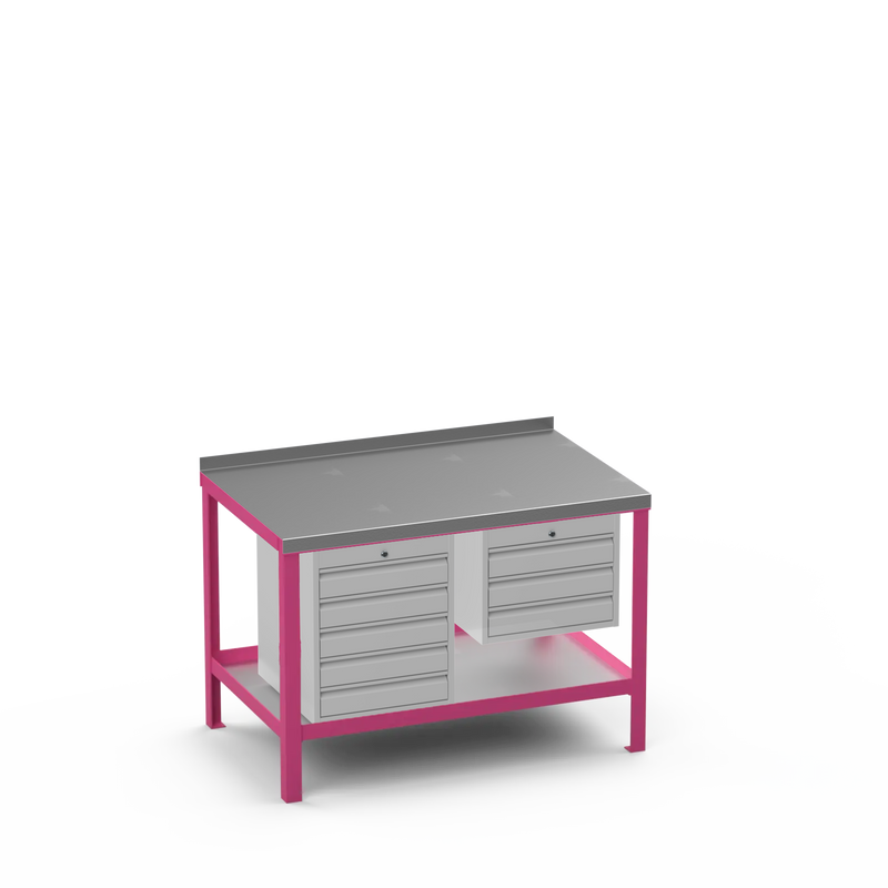 Steel Top Heavy Duty Workbench | 5 Drawer & 3 Drawer Storage
