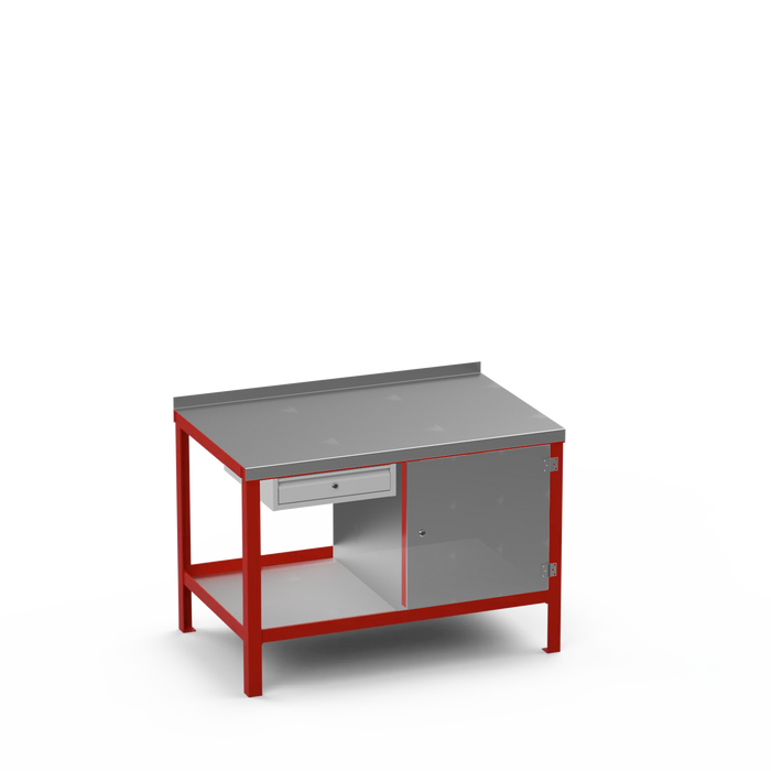 Steel Top Heavy Duty Workbench | Single Drawer & Enclosed Cupboard Storage