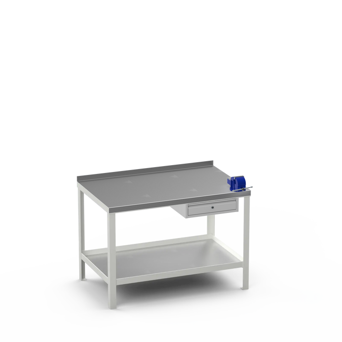 Steel Top Heavy Duty Workbench | Single Drawer & Right 4 Inch Vice Storage