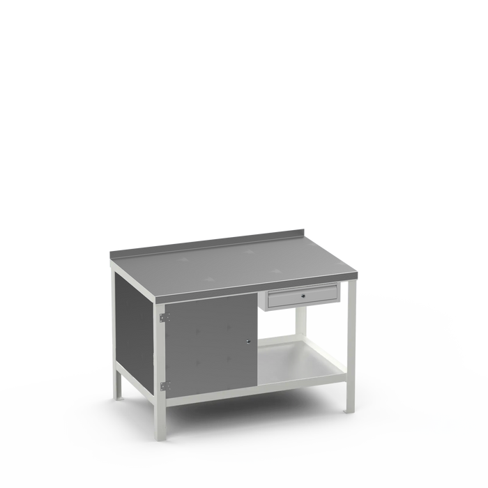 Steel Top Heavy Duty Workbench | Enclosed Cupboard & Single Drawer Storage
