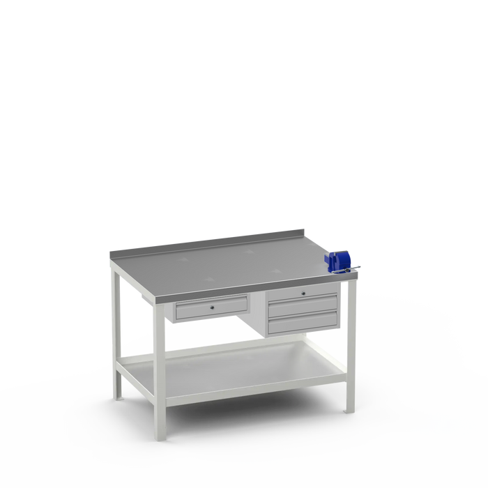 Steel Top Heavy Duty Workbench | Single Drawer & 2 Drawer & Right 4 Inch Vice