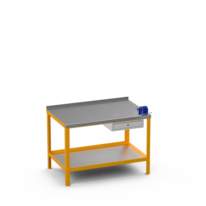 Steel Top Heavy Duty Workbench | Single Drawer & Right 4 Inch Vice Storage