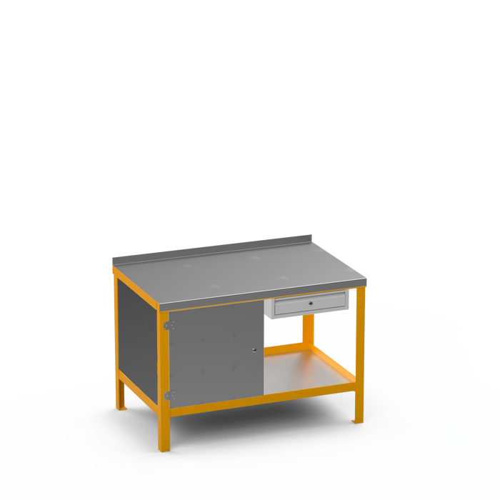 Steel Top Heavy Duty Workbench | Enclosed Cupboard & Single Drawer Storage