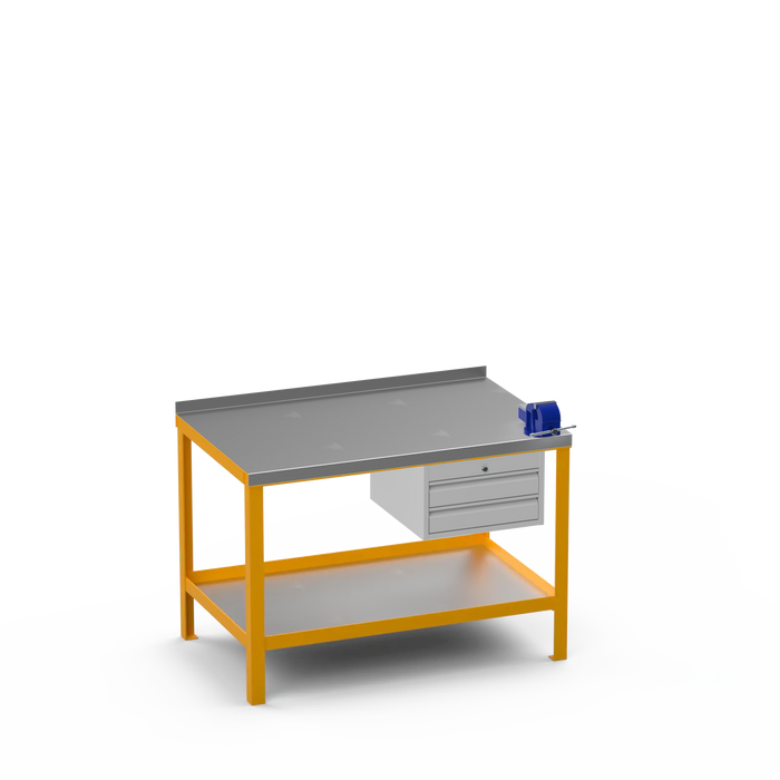 Steel Top Heavy Duty Workbench | 2 Drawer & Right 4 Inch Vice Storage