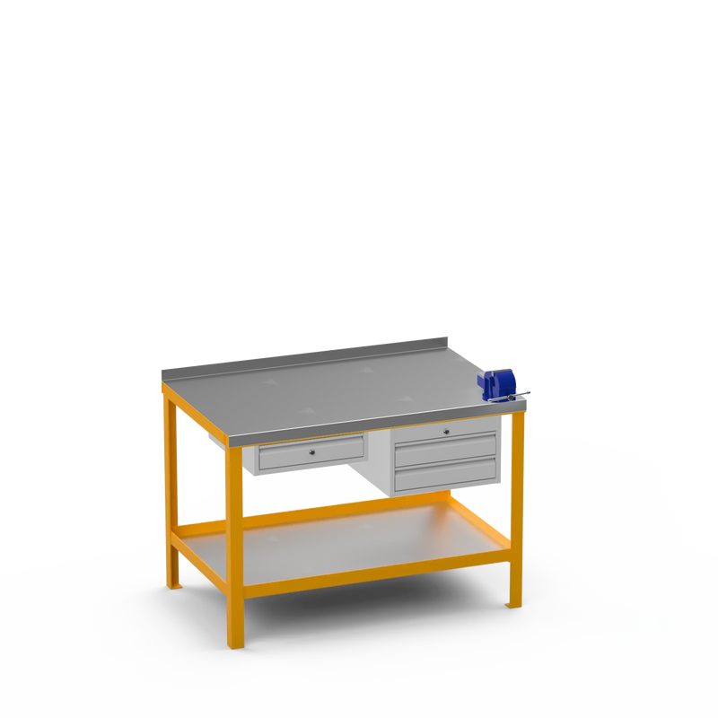 Steel Top Heavy Duty Workbench | Single Drawer Storage Unit & 2 Drawer Storage Unit & 4 Inch Bench Vice