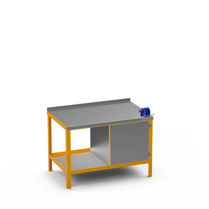 Steel Top Heavy Duty Workbench | Cupboard & 4 Inch Bench Vice