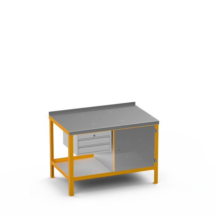 Steel Top Heavy Duty Workbench | 2 Drawer & Enclosed Cupboard Storage