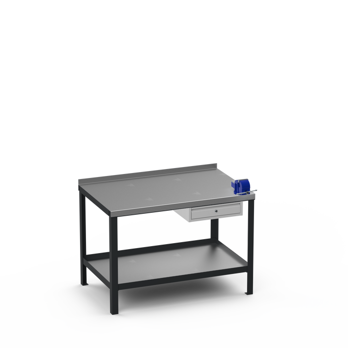 Steel Top Heavy Duty Workbench | Single Drawer & Right 4 Inch Vice Storage