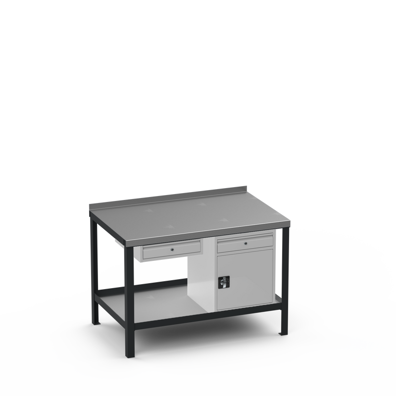 Steel Top Heavy Duty Workbench | Single Drawer & Cupboard w/ Drawer Storage