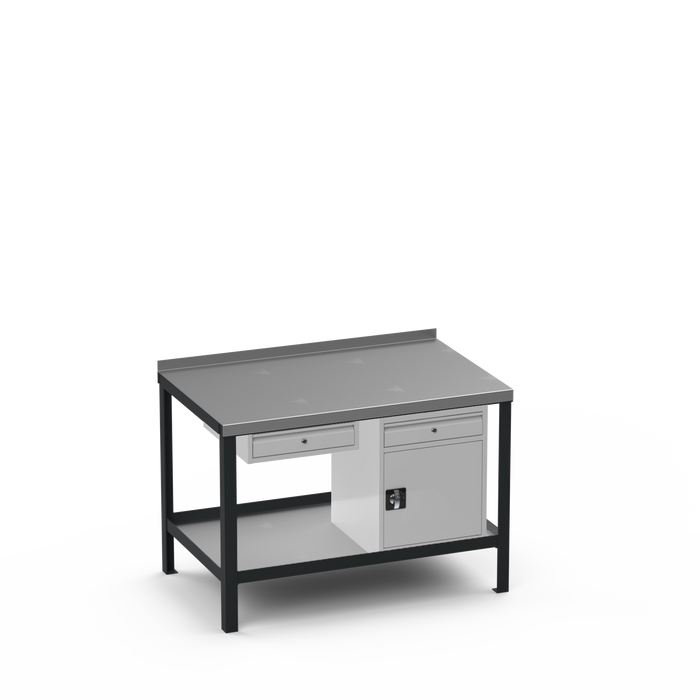 Steel Top Heavy Duty Workbench | Single Drawer & Cupboard w/ Drawer Storage