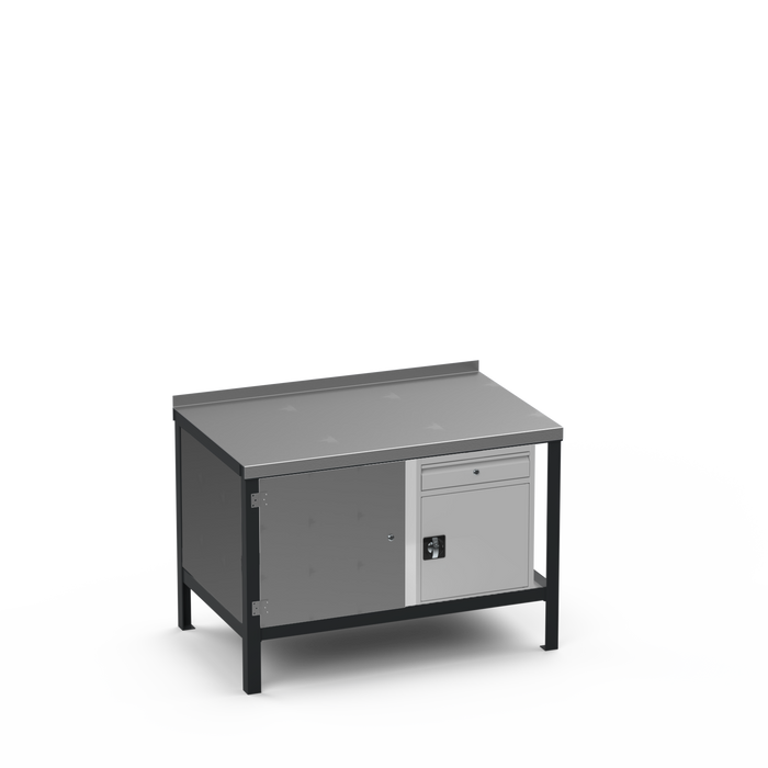 Steel Top Heavy Duty Workbench | Enclosed Cupboard & Cupboard w/ Drawer Storage