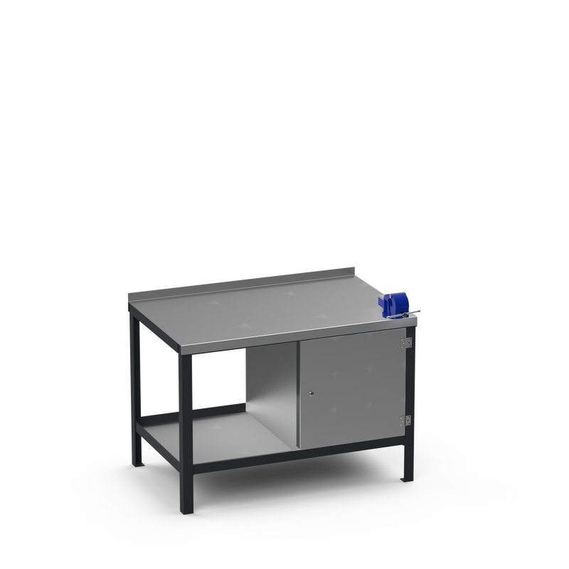 Steel Top Heavy Duty Workbench | Cupboard & 4 Inch Bench Vice