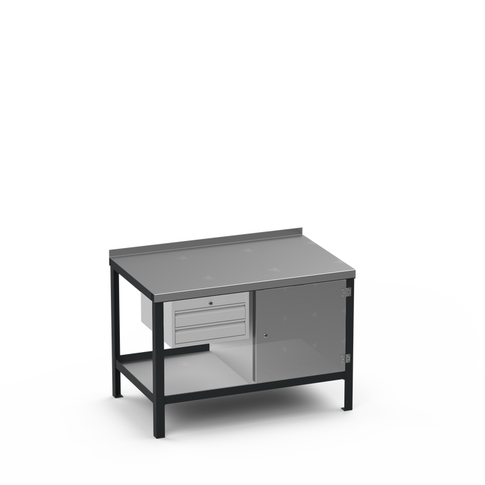 Steel Top Heavy Duty Workbench | 2 Drawer & Enclosed Cupboard Storage