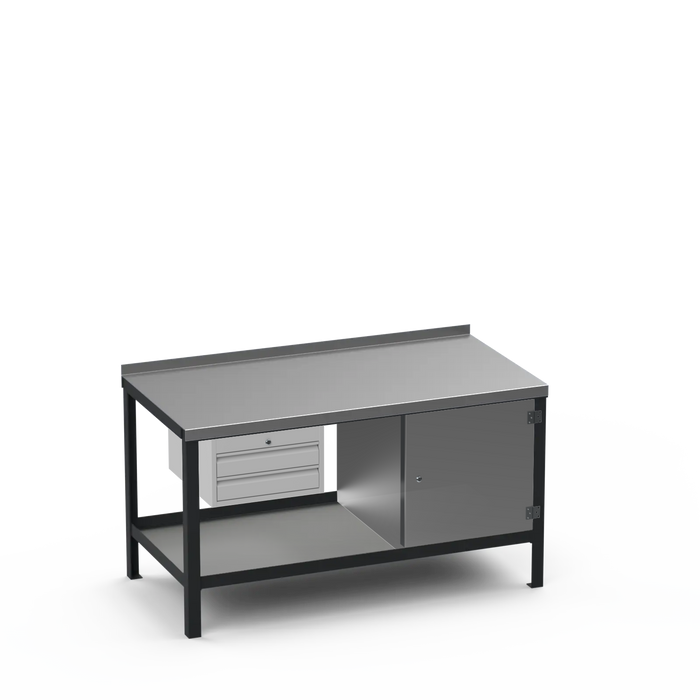 Steel Top Heavy Duty Workbench | 2 Drawer & Enclosed Cupboard Storage