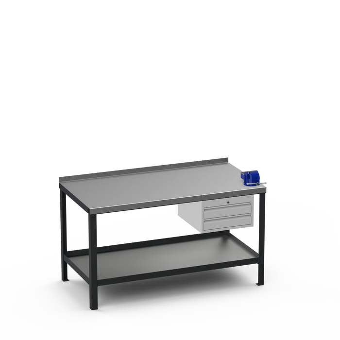Steel Top Heavy Duty Workbench | 2 Drawer & Right 4 Inch Vice Storage