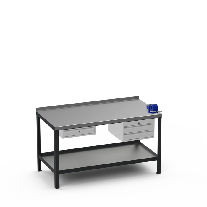 Steel Top Heavy Duty Workbench | Single Drawer & 2 Drawer & Right 4 Inch Vice