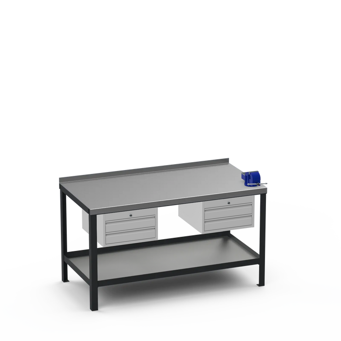 Steel Top Heavy Duty Workbench | 2 Drawer & 2 Drawer & Right 4 Inch Vice Storage