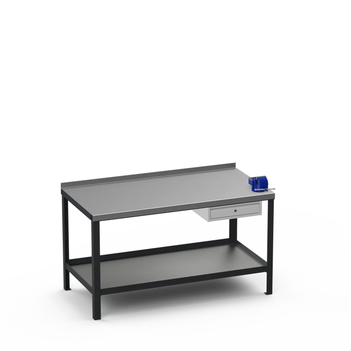 Steel Top Heavy Duty Workbench | Single Drawer & Right 4 Inch Vice Storage