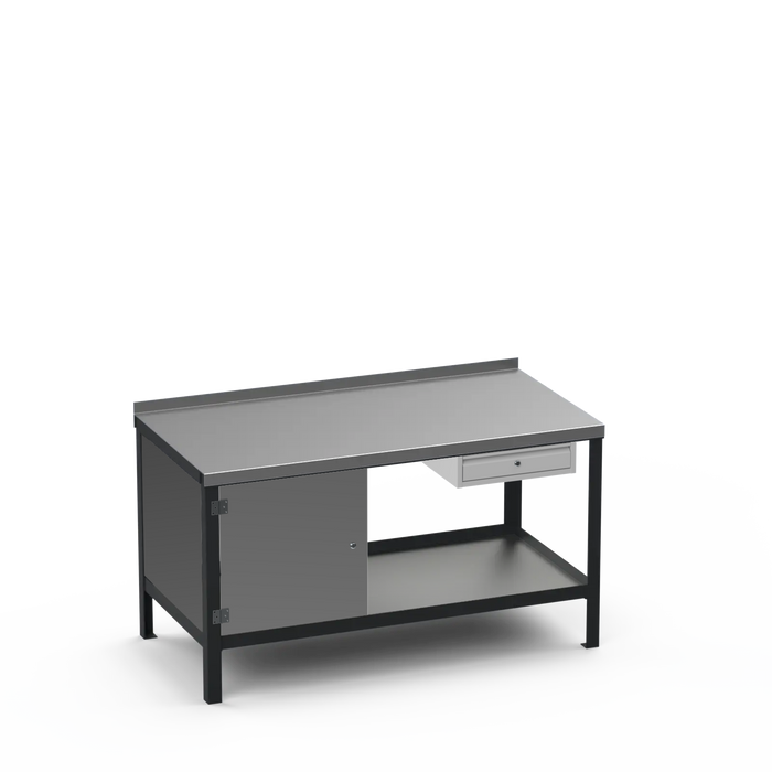 Steel Top Heavy Duty Workbench | Enclosed Cupboard & Single Drawer Storage