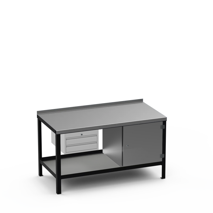 Steel Top Heavy Duty Workbench | 2 Drawer & Enclosed Cupboard Storage