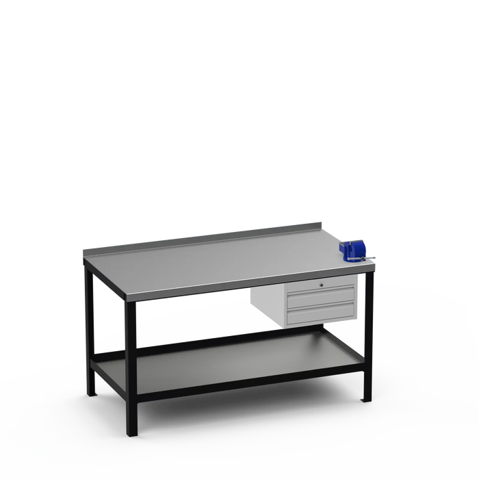 Steel Top Heavy Duty Workbench | 2 Drawer & Right 4 Inch Vice Storage