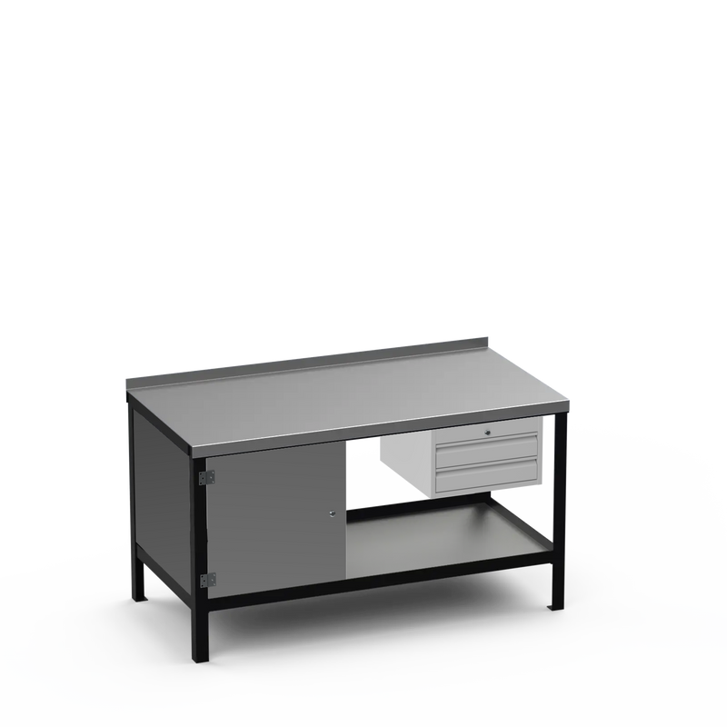 Steel Top Heavy Duty Workbench | Cupboard & 2 Drawer Storage