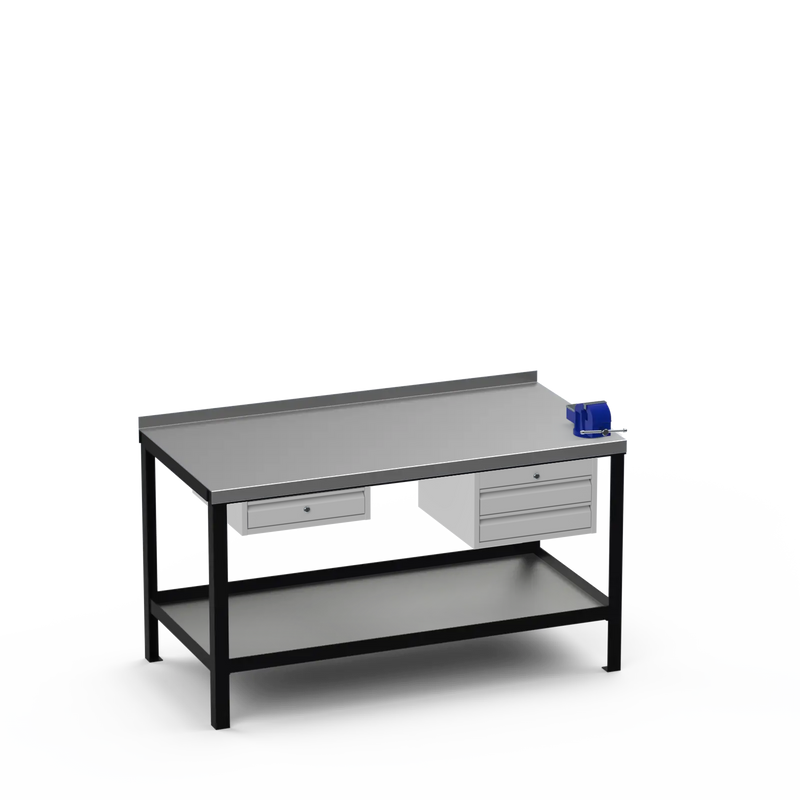 Steel Top Heavy Duty Workbench | Single Drawer Storage Unit & 2 Drawer Storage Unit & 4 Inch Bench Vice