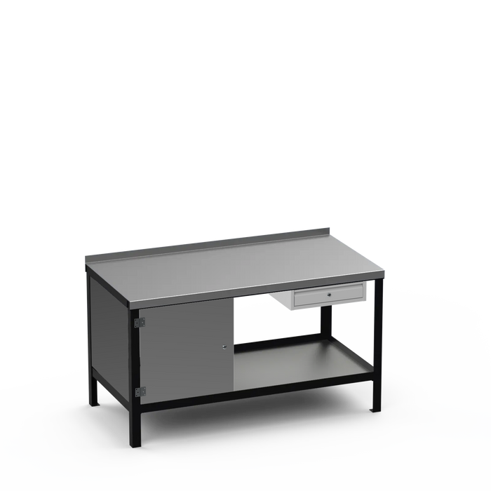 Steel Top Heavy Duty Workbench | Enclosed Cupboard & Single Drawer Storage