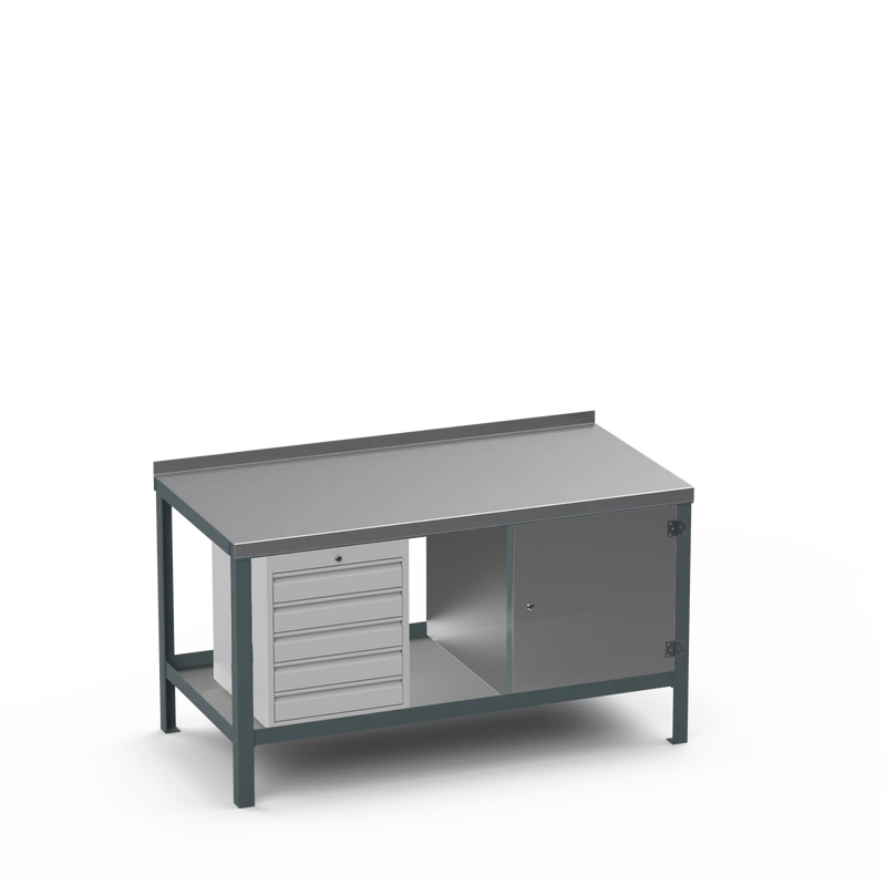 Steel Top Heavy Duty Workbench | 5 Drawer & Cupboard Storage