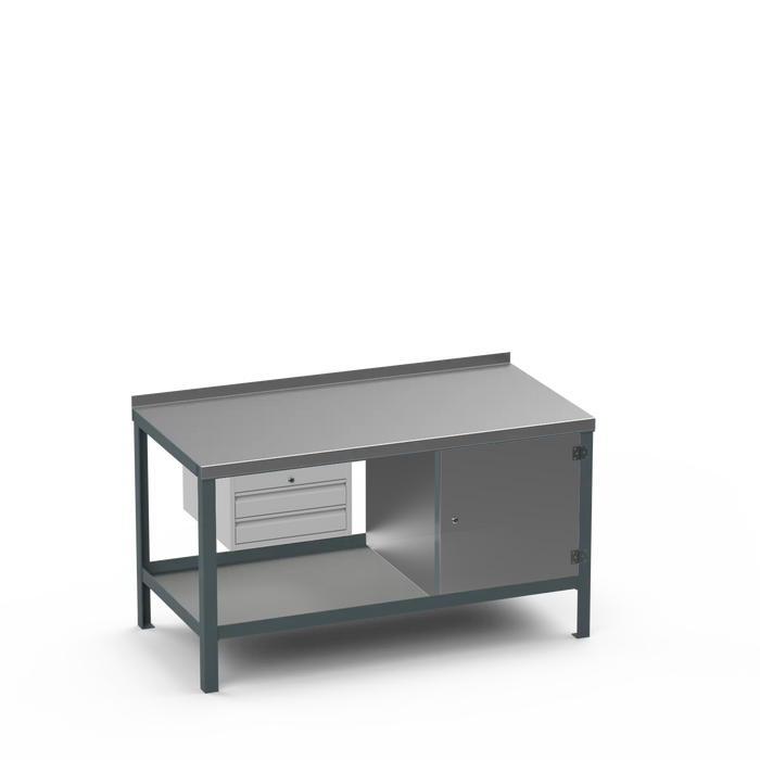 Steel Top Heavy Duty Workbench | 2 Drawer & Enclosed Cupboard Storage