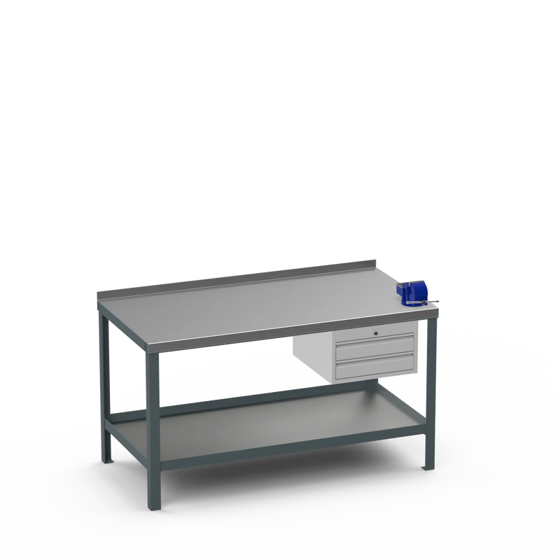 Steel Top Heavy Duty Workbench | 2 Drawer Storage Unit & 4 Inch Bench Vice