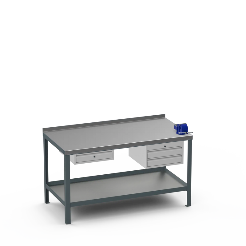 Steel Top Heavy Duty Workbench | Single Drawer Storage Unit & 2 Drawer Storage Unit & 4 Inch Bench Vice