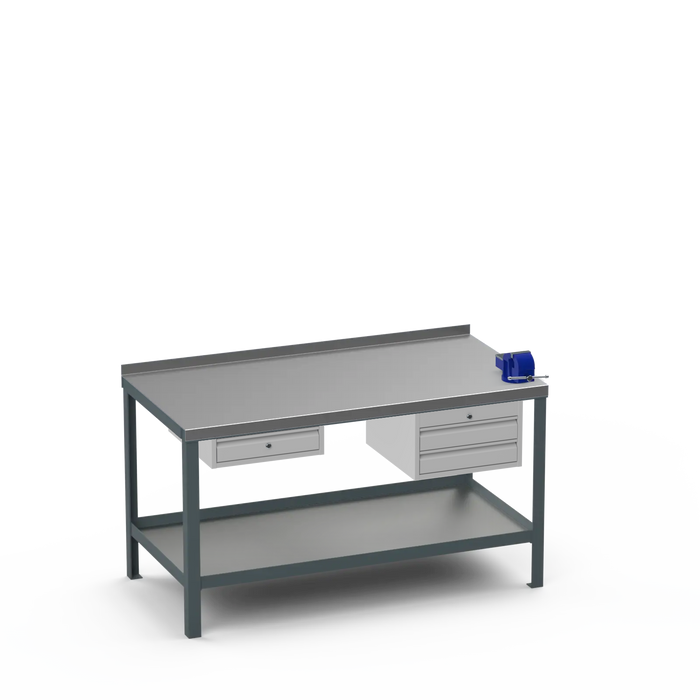 Steel Top Heavy Duty Workbench | Single Drawer & 2 Drawer & Right 4 Inch Vice